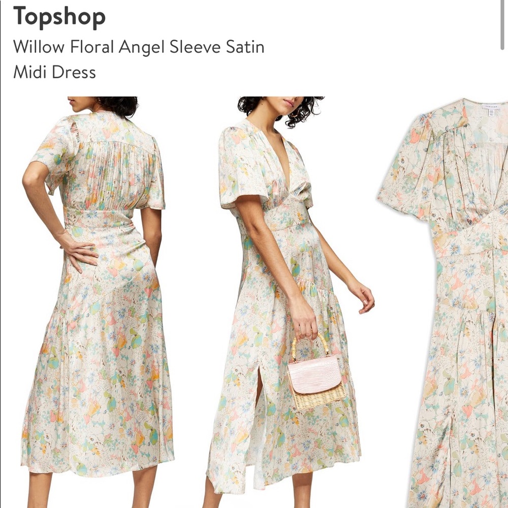 TopShop Willow Floral Angel Sleeve MIDI Dress